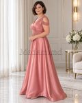 Rochie de seară coral din satin